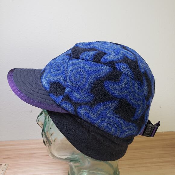 Vintage Patagonia Duckbill Fleece Winter Hat Cap Retro Blue Swirl Print Rare - Picture 4 of 7